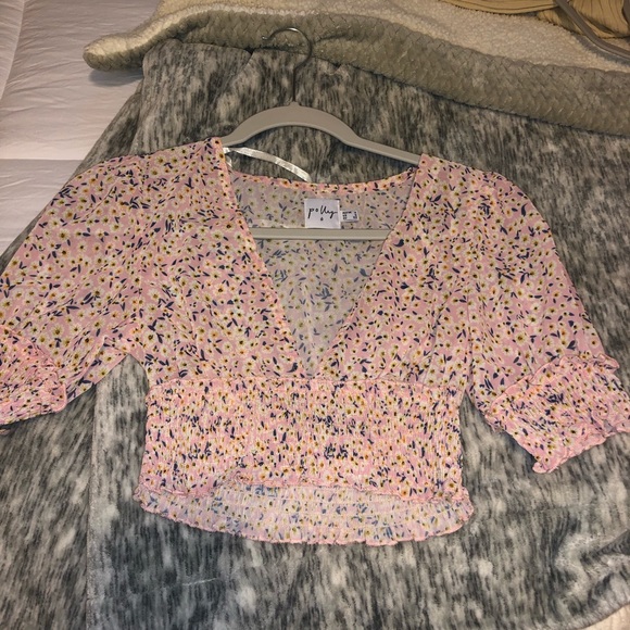 Princess Polly Tops - princess polly cropped silk blouse.